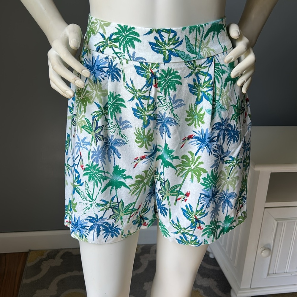 NWT Monteau Linen Blend Tropical Print Shorts